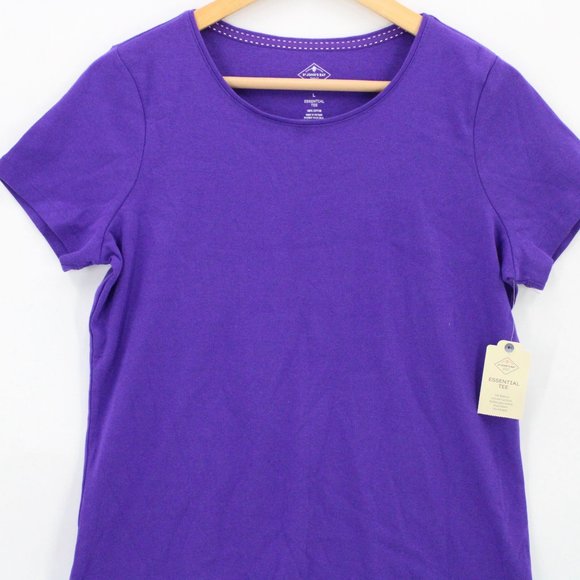 St.Johns Bay Shirt Womens Purple Short Sleeve Essential Tee Crewneck Size L NWT - Picture 3 of 9